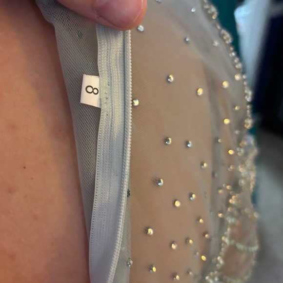 Women’s Teal Pageant/Prom Dress Size 8 with Sleeves - Picture 7 of 7